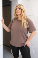 Базова жіноча футболка «Enkel» оптом | Батал Мокко, 50-52