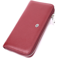 Гаманець-клатч для жінок на одне відділення з натуральної шкіри 722560 Бордовий