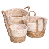 Набор корзин для хранения вещей 3 (шт) универсальные плетеные 1.5/2/3 литров Коричневый HP-41-8