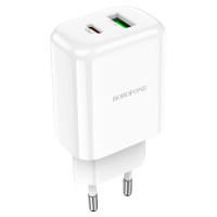 Зарядний пристрій Borofone BN4 PD20W+QC3.0 (1USB/1Type-C/3A), Білий - купити в SmartEra.ua