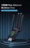 1200 Мбіт/с Wi-Fi USB-адаптер, дводіапазонний 2,4G+5Ghz Wi-Fi Dongle, 4 антени, 802.11AC USB3.0, високошвидкісний бездротовий карт
