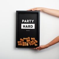 Копилка для винных пробок «Party hard», Черный, английский