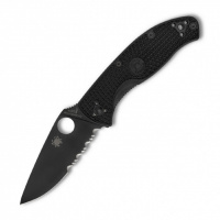 Нож складной Spyderco Tenacious Black Blade FRN, полусерейтор (C122PSBBK)