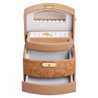 Шкатулка для украшений из эко кожи 3 яруса с замком органайзер для ювелирных изделий HP-5-23BR