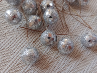 Ягодка глиттерная на веточке / цвет серебро / 15 мм