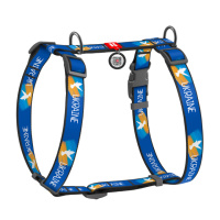 Шлея для собак анатомічна H-подібна WAUDOG Nylon з QR-паспортом, матеріал нейлон, малюнок «Прапор», пластиковий фастекс, розмір S, Ш 15 мм, A 28-42,