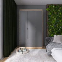 Шкаф распашной для одежды с выдвижными ящиками (полки - штанга) Эверест Сити-1200 120,2х50х204,6 см Дуб сонома/Графит (DTM-071125)