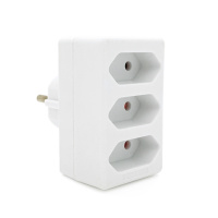 Розетка тройник без заземления SQ-ZDB01/3, 3x2.5A(10A) 250V~Max, 1700W, White, 2Р, Q100