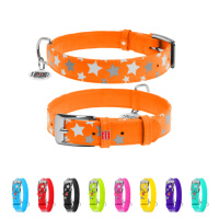 Нашийник для собак шкіряний WAUDOG Glamour з QR паспортом, візерунок «Зірочка», світлонакопичувальний/світловідбивний, M, Ш 20 мм, Дов 30-39 см...