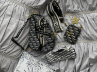 Набір подарунковий Dior Saddle - сумка сідло та кархолдер чорний