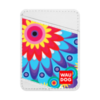 Холдер для карток WAUDOG Design з малюнком «Квіти», преміум шкіра (ширина 70мм, довжина 95мм) білий