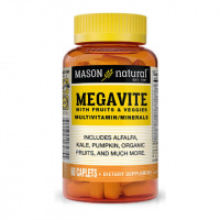 Мультивитамины с фруктами и овощами, Megavite With Fruits&Veggies Multivitamin&Minerals, Mason Natural, 60