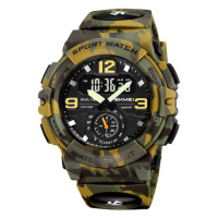 Чоловічий тактичний годинник Skmei 2341CMGN Camo Green з комбінованим циферблатом та підсвічуванням