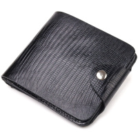 Портмоне для чоловіків у два складення з натуральної фактурної шкіри 721575 Чорне