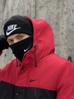 Комплект чоловічий: шапка з додаванням вовни Nike чорна + баф флісовий Nike чорний + рукавички флісові чорні