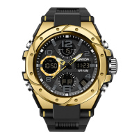 Чоловічий спортивний годинник Sanda 6008 Black-Gold з електронним механізмом та захистом 50 м
