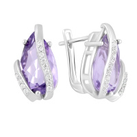 Серебряные серьги CatalogSilver с натуральным аметистом (2111214)