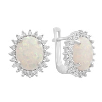 Серебряные серьги CatalogSilver с опалом, фианитами (2174325)