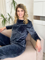 Махровий костюм з декоративними кишенями «Luci» оптом | Батал | Розпродаж моделі Графіт, 50-52