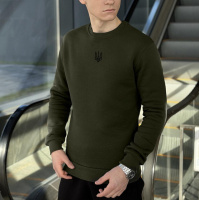 Світшот Pobedov 007 ЗИМА - Герб 4см наклейка чорна Темний хакі