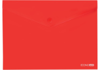 Папка-конверт А5 прозора на кнопці Economix, 180 мкм, фактура «глянець», червона