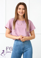 Літня блузка футболка вільного крою «Moment» оптом | Норма і батал Фрезовий, 42-44