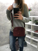 Бордо — клатч Lady Bags на три відділення з натуральної замші (1038-1)