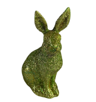 Фігурка декоративна керамічна «Блискучий кролик» зелений 11 см