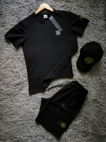 Чоловічий комплект Stone Island Футболка Шорти Кепка