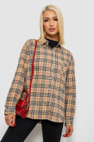 Сорочка жіноча в клітинку, колір бежевий, 244R1070-3