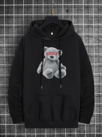 Чоловіче чорне стильне оверсайз худі з трендовим принтом