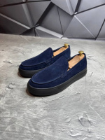 Лоферы мужские замшевые LORO PIANA Royal EVA! Мокасины мужские замшевые синие! Натуральная ЗАМША!