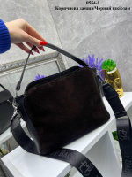 Натуральна замша. Коричнева — три окремих відділення - стильна та елегантна сумочка у комбінації (0554-1)