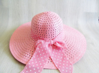 Соломенная шляпа широкополая, пляжная шляпа, шляпка с лентой коралл