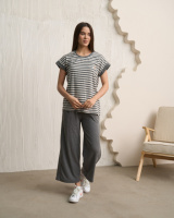 Жіночий комплект зі штанами кюлоти - верх у смужку - рубчик   S, M, L, XL