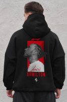 Оверсайз худі толстовка на флісі з капюшоном та принтом Without Hamilton Black