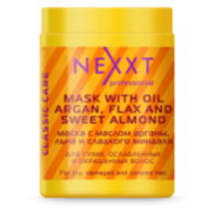 Маска Nexxt с маслом арганы, льна и миндаля для сухих, ослабленных и окрашенных волос 1000 мл