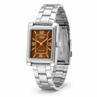 Жіночий годинник Casio LTP-1234DD-5A класичний з коричневим циферблатом та сталевим браслетом