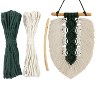 Набор макраме для ручного вязания гобелена настенного декора «Лист» 26х15см для рукоделия и творчества зелёный