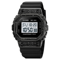 Жіночий спортивний годинник Skmei 2000BK Black з електронним циферблатом та будильником