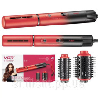 Електрична фен-щітка VGR V-489 стайлер для укладання волосся 1300 Вт. Колір: червоний