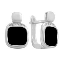 Серебряные серьги CatalogSilver с натуральным ониксом (60002117)