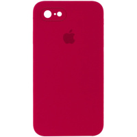 Чохол Silicone Case Square Full Camera Protective (AA) для iPhone SE 2 / 3 (2020 / 2022) / iPhone 8 / iPhone 7, Червоний / Rose Red - купити в...