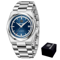 Чоловічий механічний годинник Benyar BY-5203 Silver-Blue з автопідзаводом та сталевим браслетом