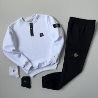 ​Зимний спортивный костюм Stone Island белый свитшот штаны
