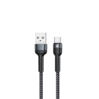 Кабель REMAX Jany Series Aluminum Alloy Braided 2.4A data cable RC-124m/i/a Type-C-Black (6972174152851)