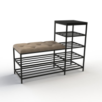 Банкетка для обуви Барселона-1 100см велюр бежевый/черный 3-5-9005