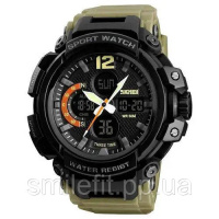 Годинник наручний чоловічий SKMEI 1343KH KHAKI, водостійкий тактичний годинник. Колір: хакі