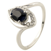 Серебряное кольцо CatalogSilver с натуральным сапфиром, вес изделия 2,02 гр (0508160) 17 размер