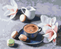 Картина за номерами «Кава з орхідеями» 40х50см